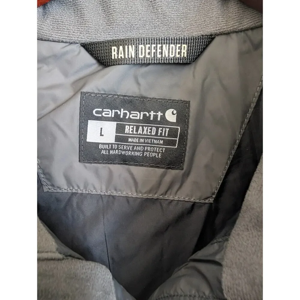 NWT Carhartt Vest Mens L Dark Gray Sleeveless Rain Defender Relaxed Fit Zip Up - Picture 3 of 6